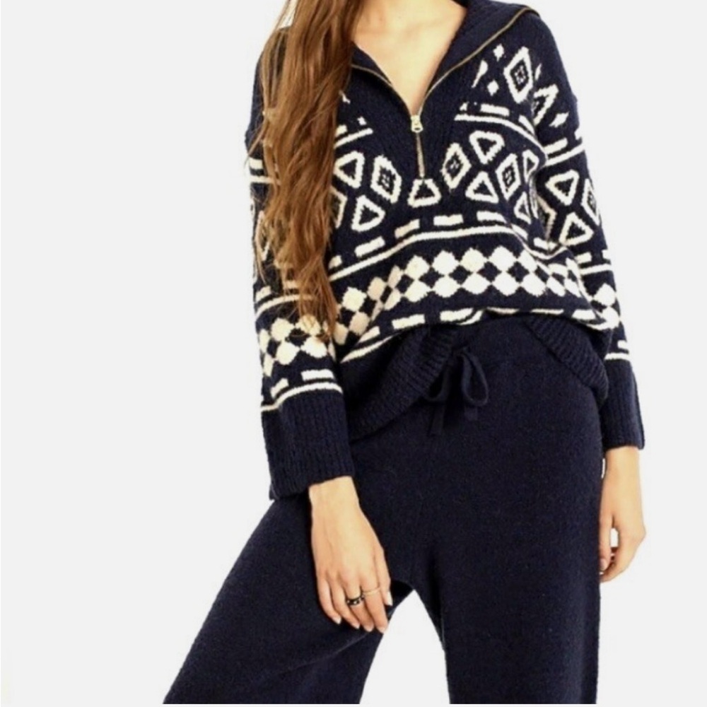 J. Crew Navy and Cream V-Neck Sweater WOMEN ML NEW